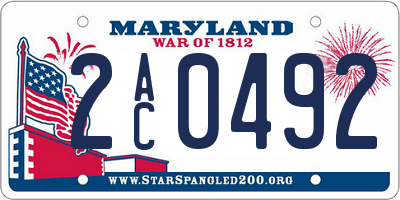 MD license plate 2AC0492
