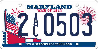 MD license plate 2AC0503