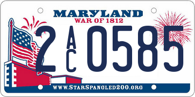 MD license plate 2AC0585