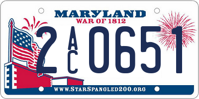 MD license plate 2AC0651