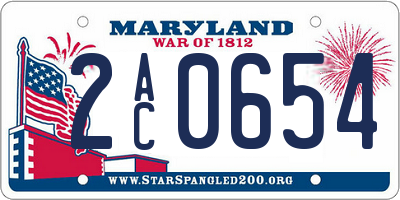 MD license plate 2AC0654