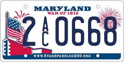 MD license plate 2AC0668