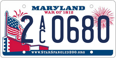 MD license plate 2AC0680