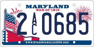 MD license plate 2AC0685