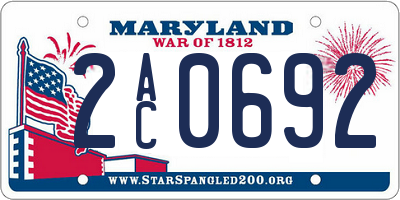 MD license plate 2AC0692
