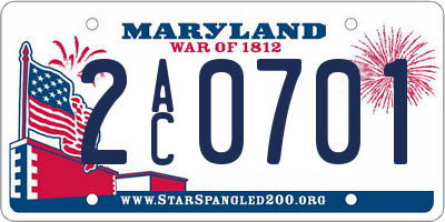 MD license plate 2AC0701