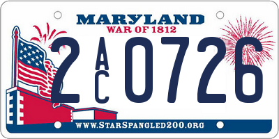 MD license plate 2AC0726