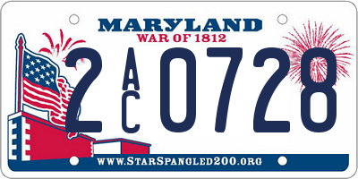 MD license plate 2AC0728