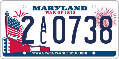 MD license plate 2AC0738