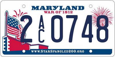 MD license plate 2AC0748
