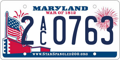MD license plate 2AC0763