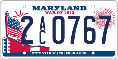 MD license plate 2AC0767
