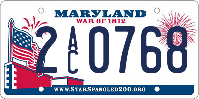 MD license plate 2AC0768