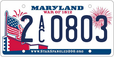 MD license plate 2AC0803