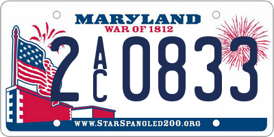 MD license plate 2AC0833
