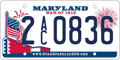 MD license plate 2AC0836