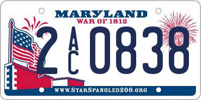 MD license plate 2AC0838