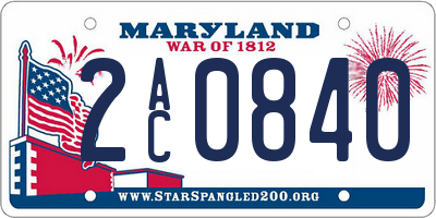 MD license plate 2AC0840