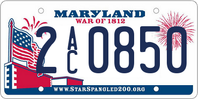 MD license plate 2AC0850