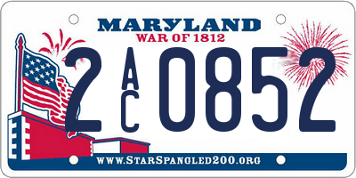 MD license plate 2AC0852