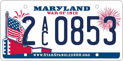 MD license plate 2AC0853
