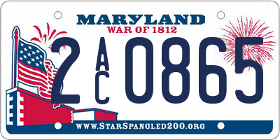 MD license plate 2AC0865