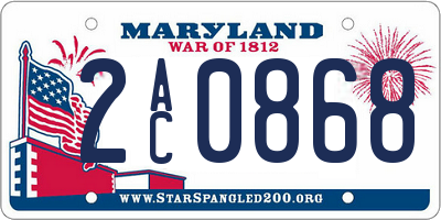 MD license plate 2AC0868