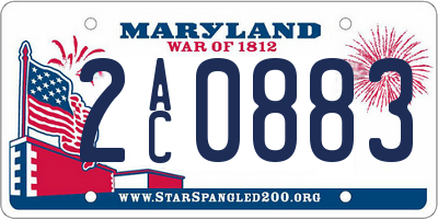 MD license plate 2AC0883