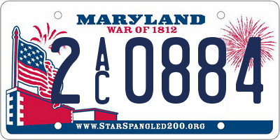 MD license plate 2AC0884