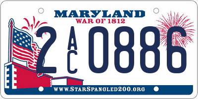 MD license plate 2AC0886