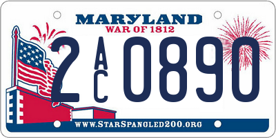 MD license plate 2AC0890