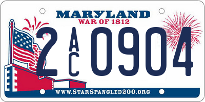 MD license plate 2AC0904