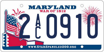 MD license plate 2AC0910