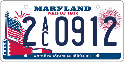 MD license plate 2AC0912