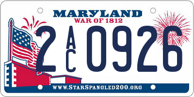 MD license plate 2AC0926