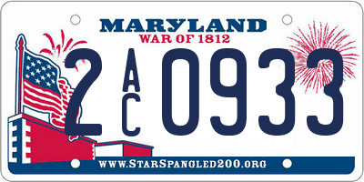 MD license plate 2AC0933