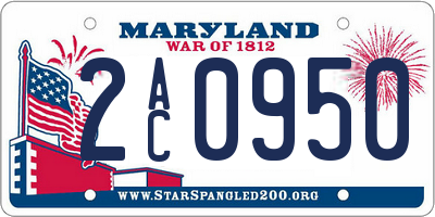 MD license plate 2AC0950