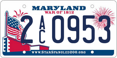 MD license plate 2AC0953