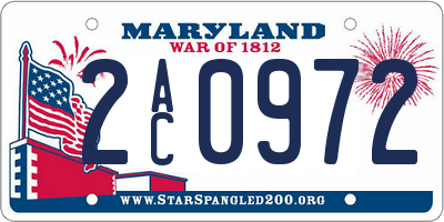 MD license plate 2AC0972