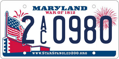 MD license plate 2AC0980