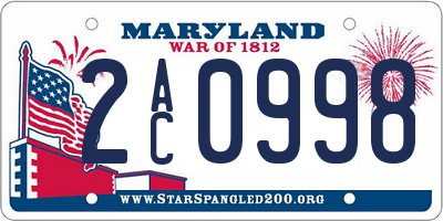 MD license plate 2AC0998