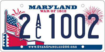 MD license plate 2AC1002
