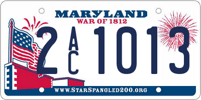 MD license plate 2AC1013