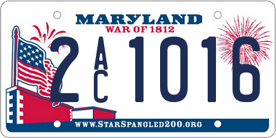 MD license plate 2AC1016