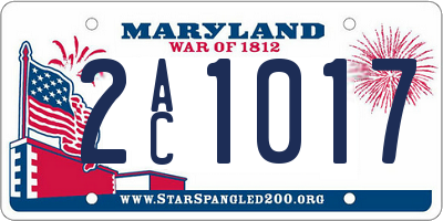 MD license plate 2AC1017