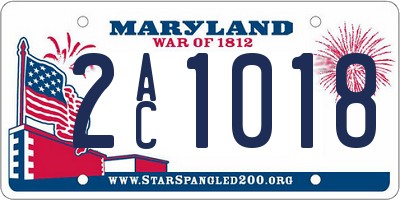 MD license plate 2AC1018
