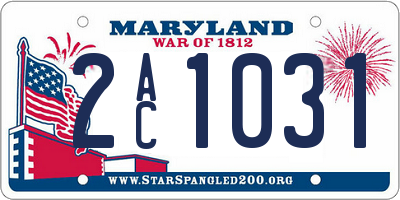 MD license plate 2AC1031