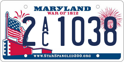 MD license plate 2AC1038