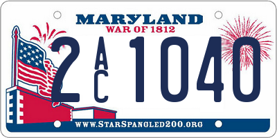 MD license plate 2AC1040