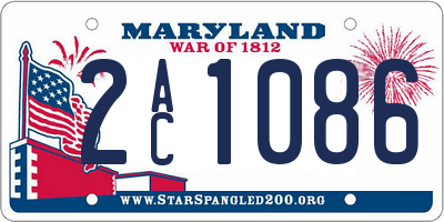 MD license plate 2AC1086